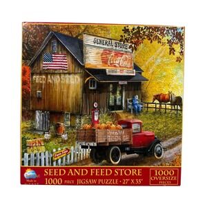 SunsOut Seed and Feed Store 1000 Piece Jigsaw Puzzle Tom Wood UNCOUNTED